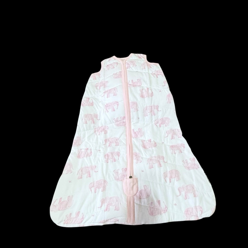 Burt's Bees Baby Beekeeper Wearable Blanket  L White‎ W/ Pink Elephant NWOT